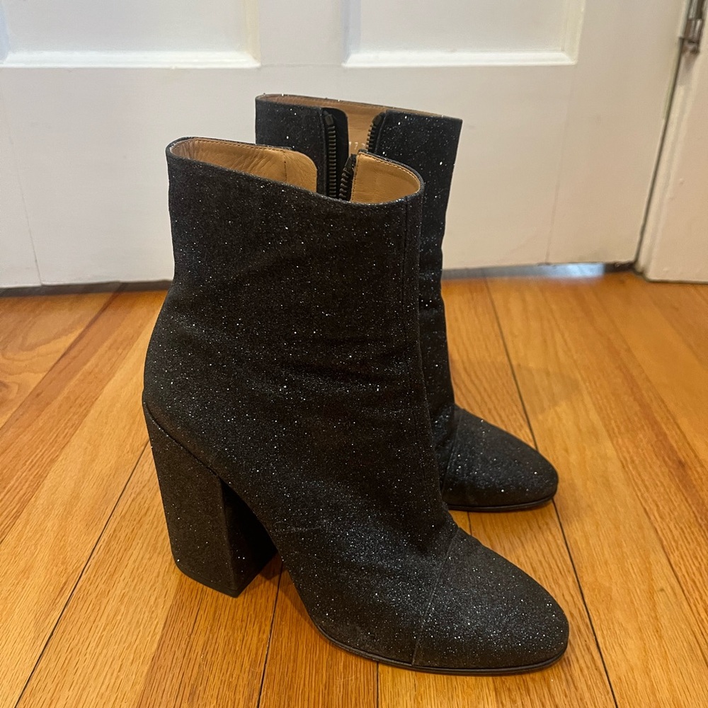 Dries Van Noten Dark Blue Sparkle Heeled Boots